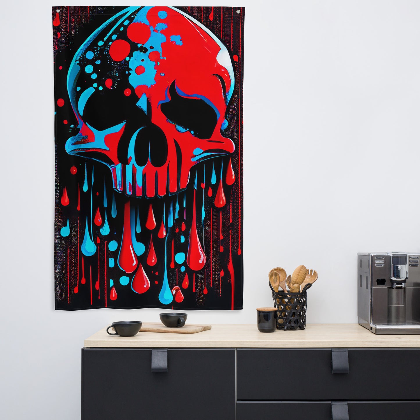 Acid Pop Art Skull - Artprint on Flag