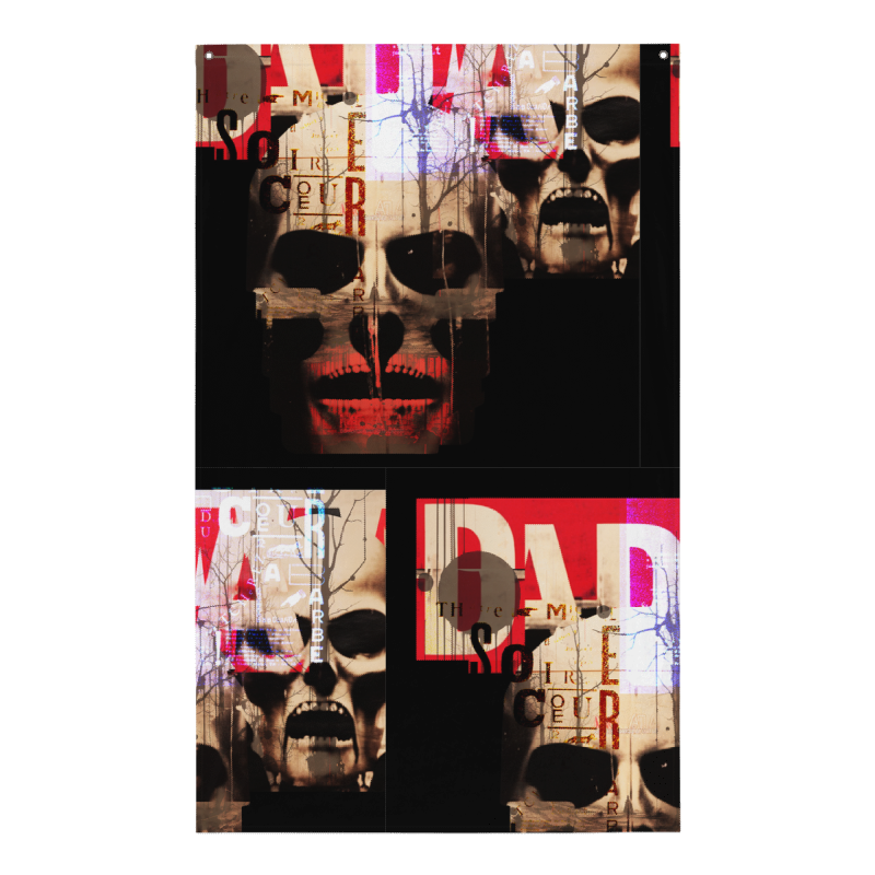 Dada Skull Collage Art Print on Flag