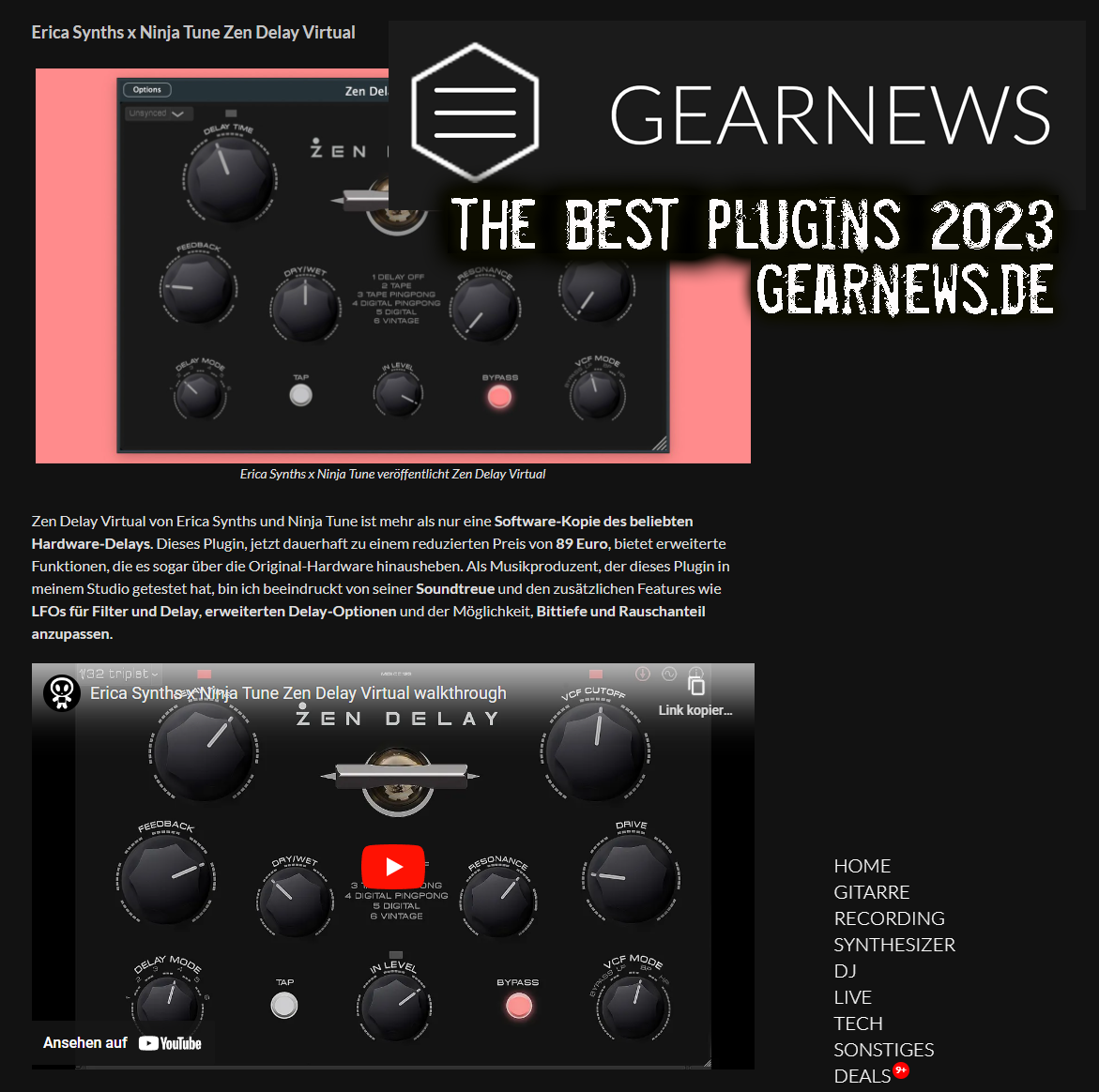 Ninja Tune & Erica Synths - Zen Delay Virtual - the experimental cult delay / multi effect VST