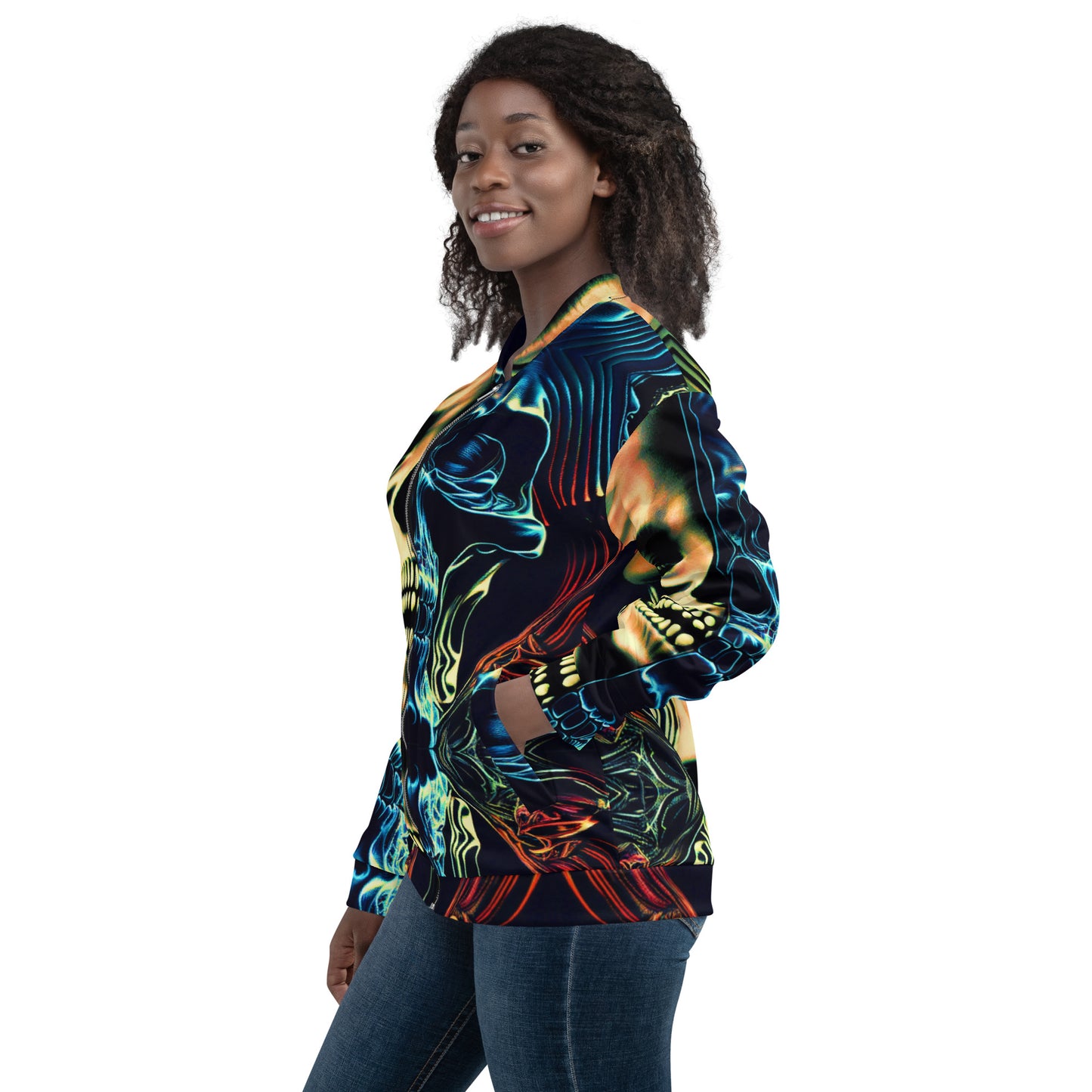 Split Skull 01 B Unisex Bomber Jacket L / XL / XXL / XXXL