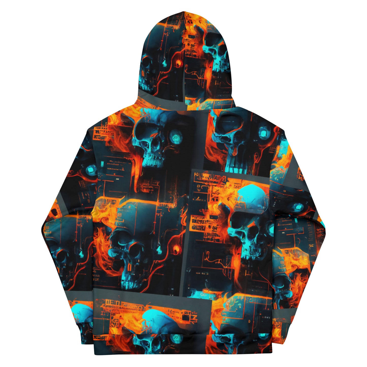 Blue Glitch Skull Pattern 01 Unisex Hoodie