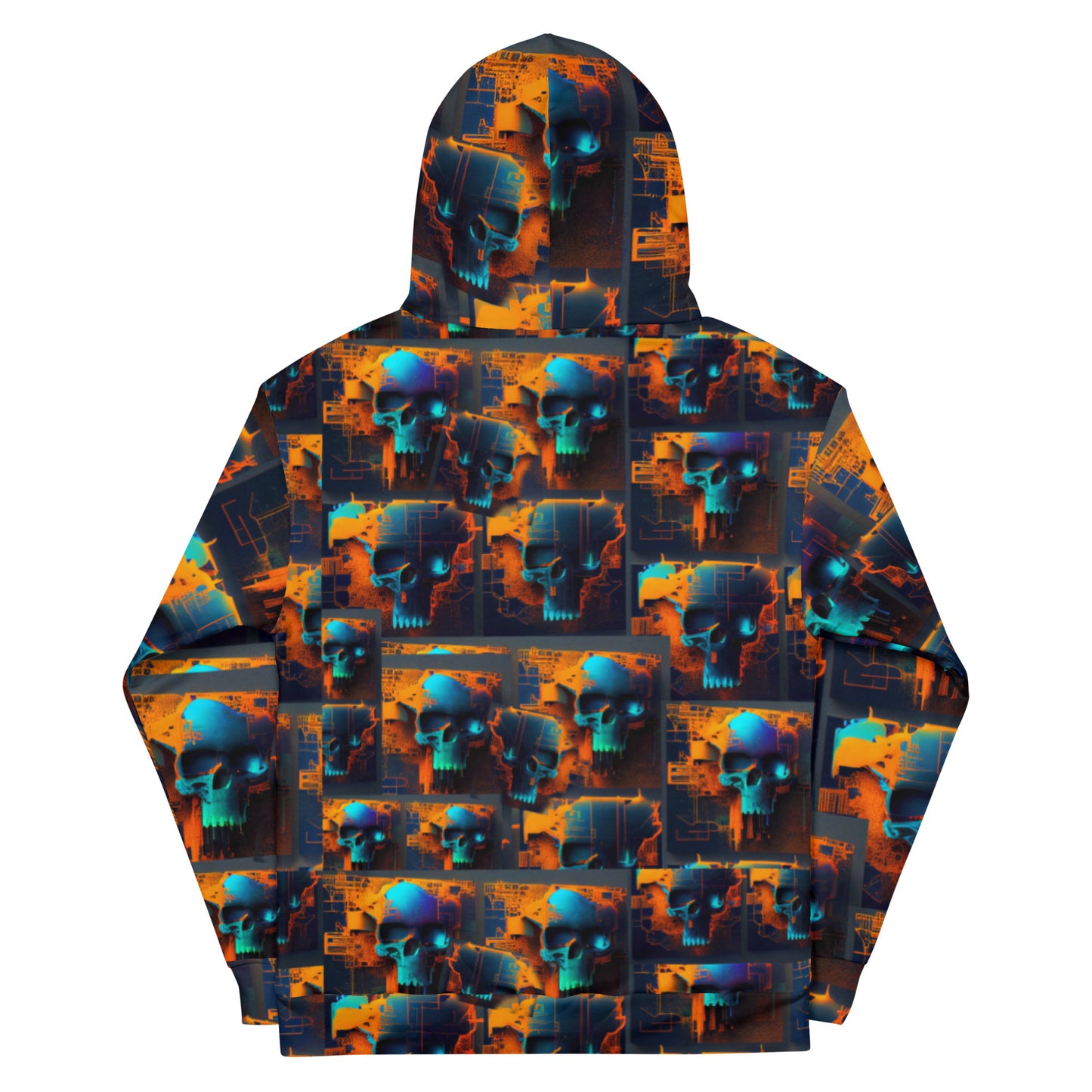 Blue Glitch Skull Pattern 02 Unisex Hoodie