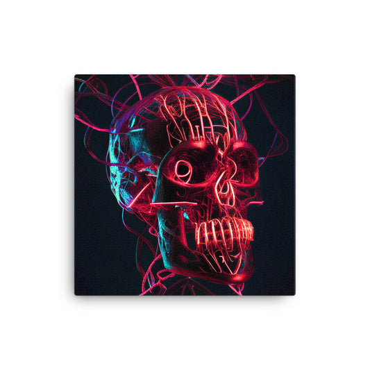 Wire Skull Art Print on Canvas 16" x 16"