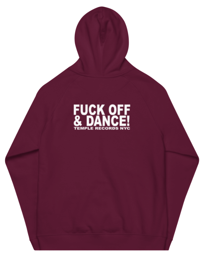Temple Records NYC 03 Unisex Eco Raglan Hoodie Bugundry
