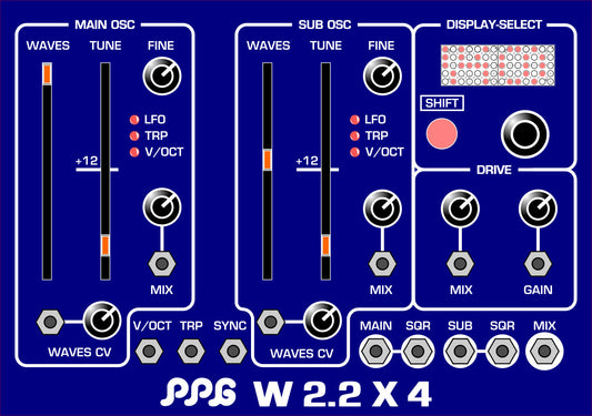 PPG W2.2x4 - dual wavetable oscillator with all wavetables of the wave 2.2