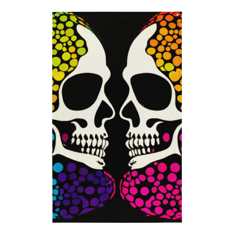 Kissin Acid Skulls - Pop Art Print on a Flag