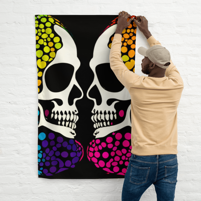 Kissin Acid Skulls - Pop Art Print on a Flag