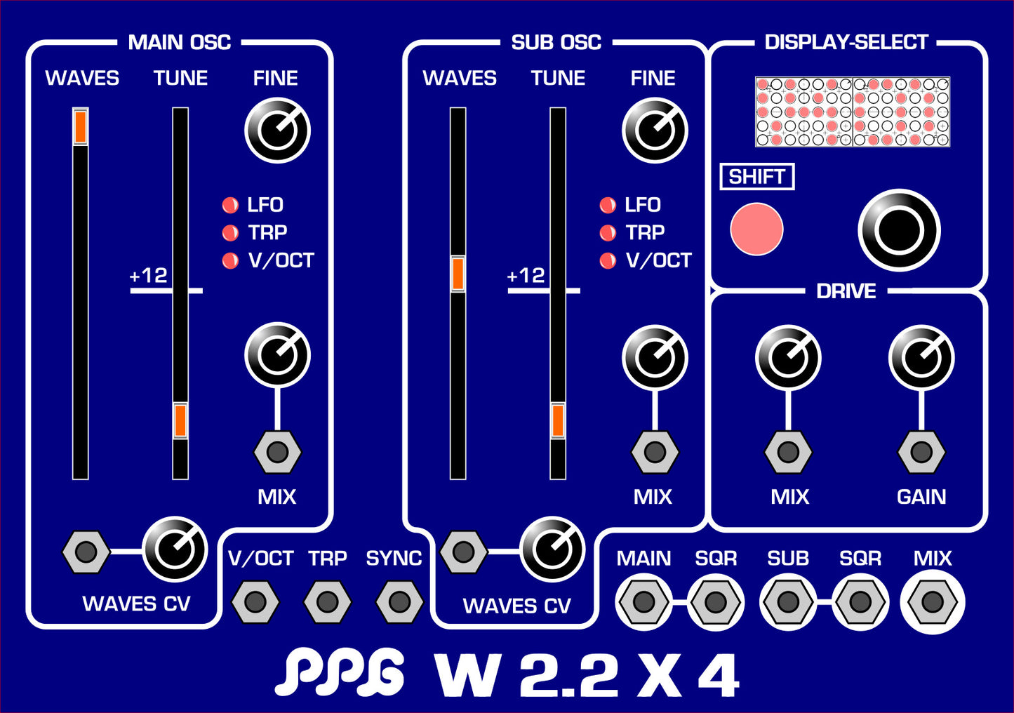 PPG W2.2x4 - Dual Wavetable Oscillator with all wave 2.2 wavetables - standard edition blue