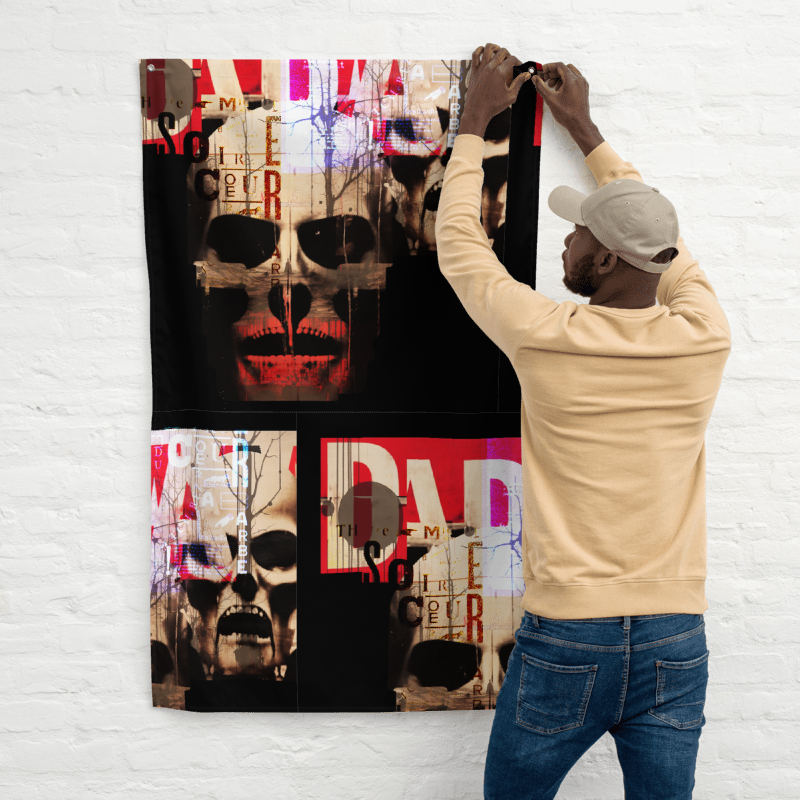 Dada Skull Collage Art Print on Flag