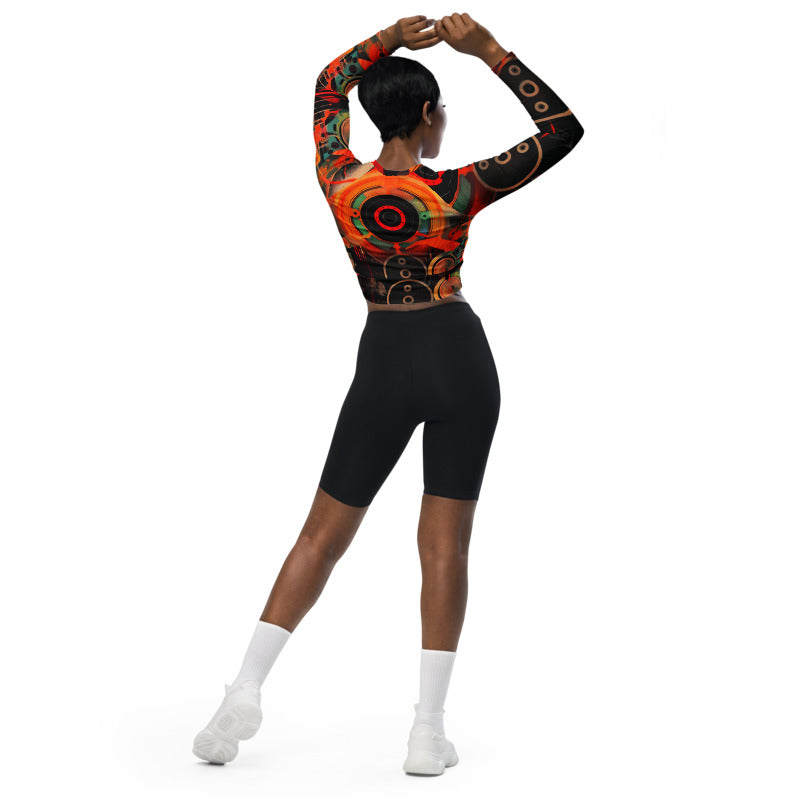 Acid Trip Recycled psychedelic long-sleeve crop top