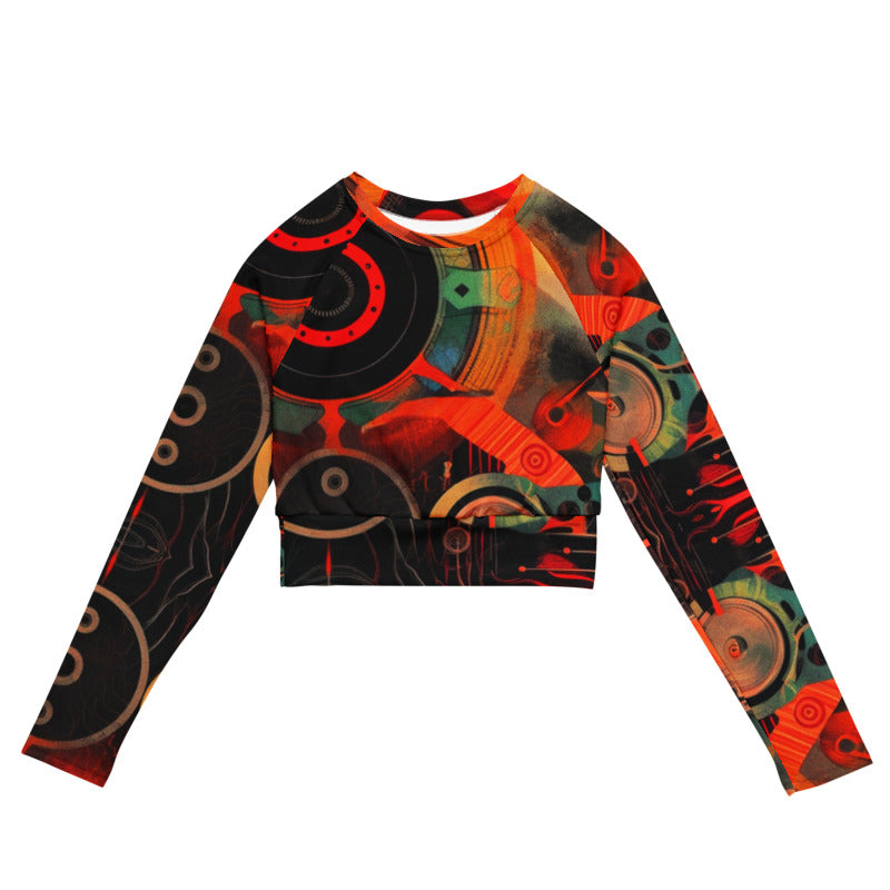Acid Trip Recycled psychedelic long-sleeve crop top