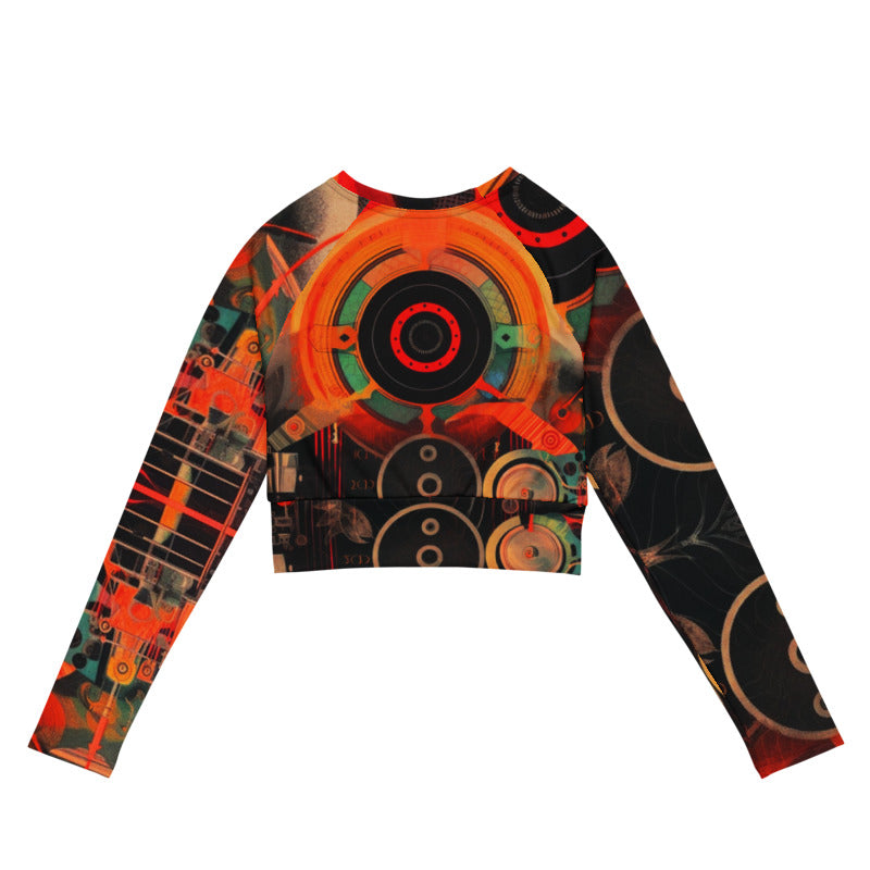 Acid Trip Recycled psychedelic long-sleeve crop top