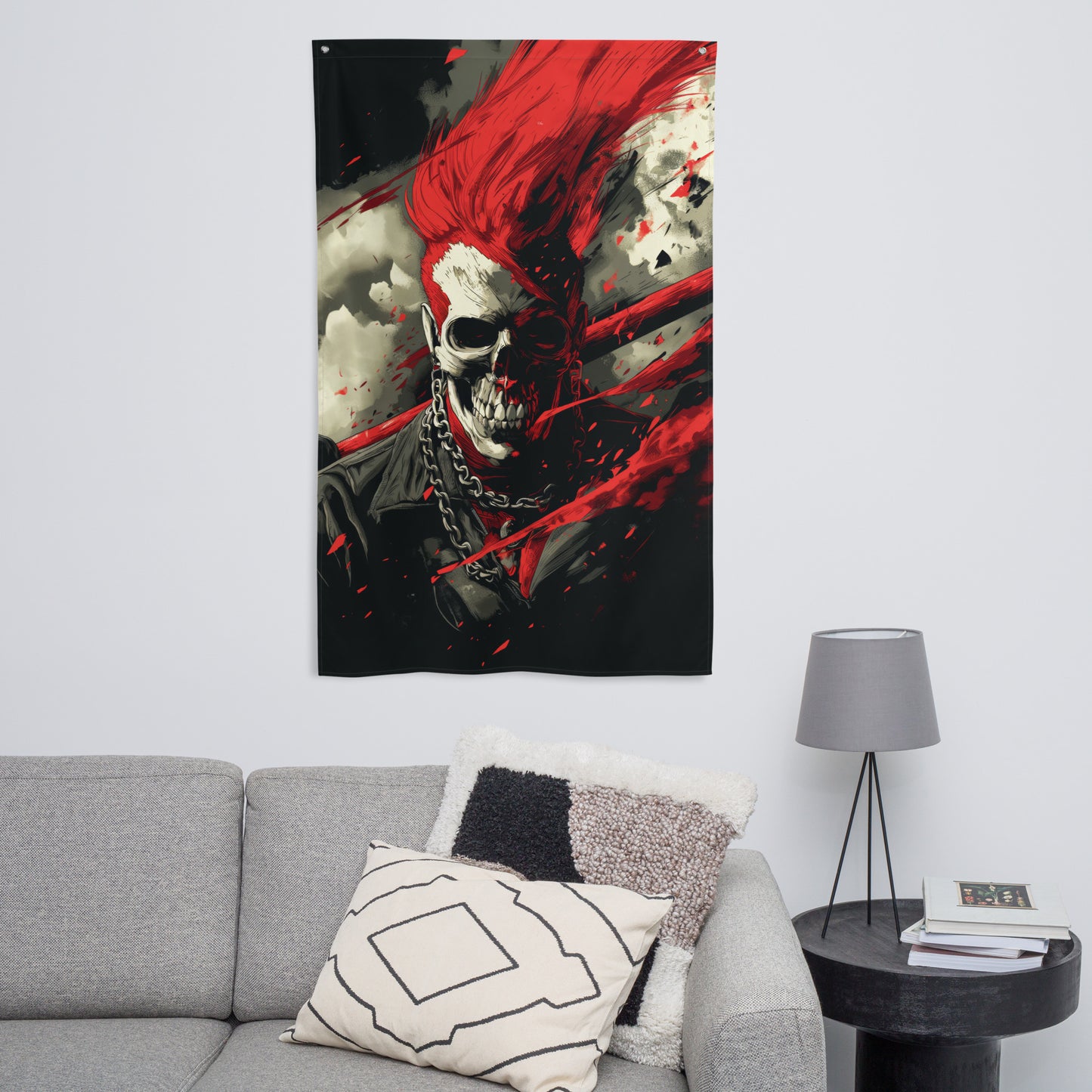 Der Osten Ist Rot - Skull Pop Art print on Flag