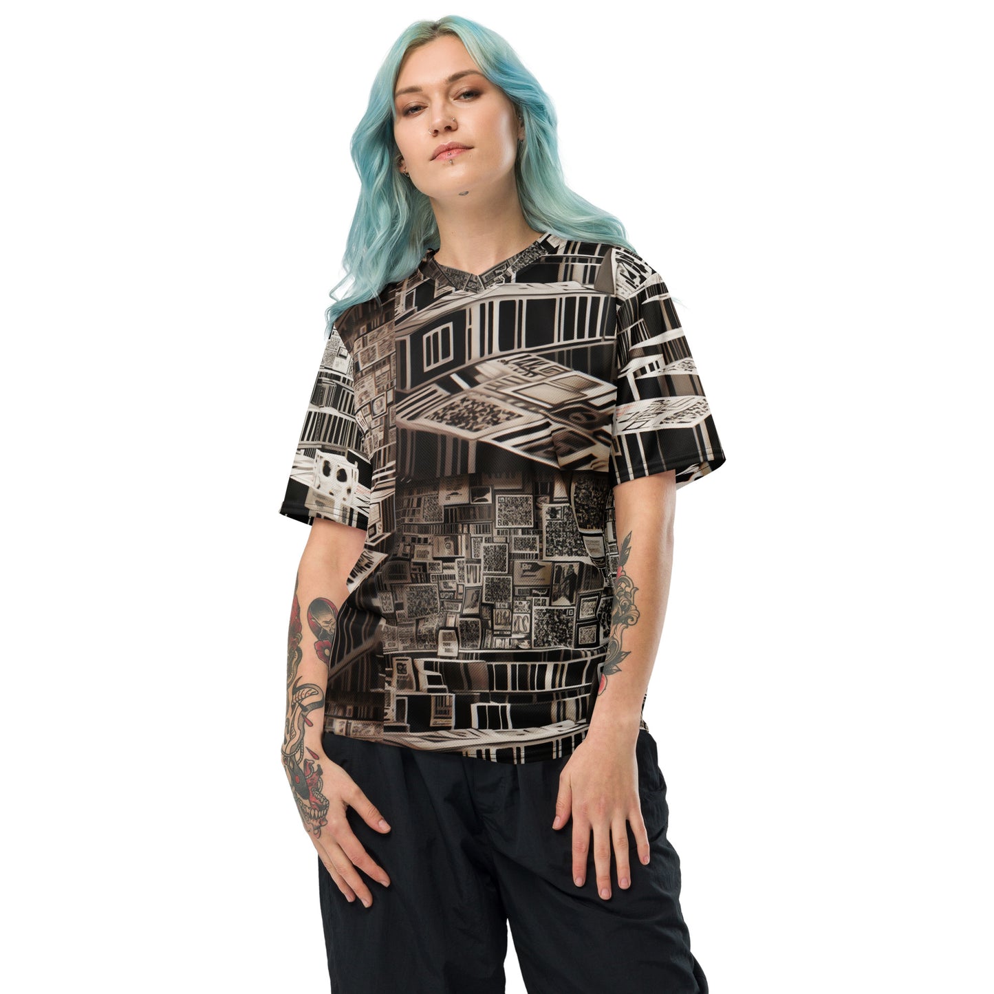 Data R Everywhere 01 - Recycled unisex sports jersey - Data Glitch