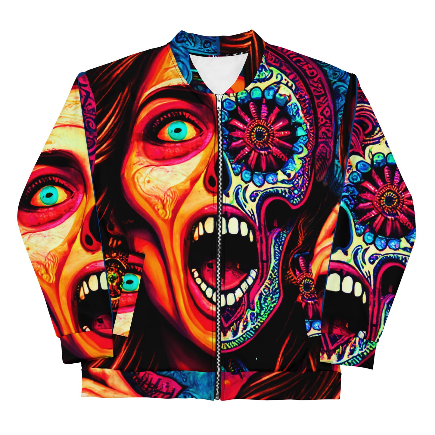 Santa Muerte Scream! Splitskull Unisex Bomber Jacket