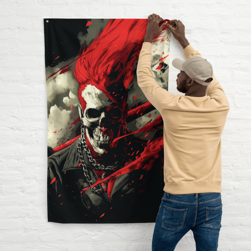 Der Osten Ist Rot - Skull Pop Art print on Flag