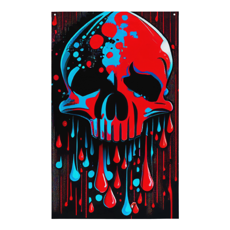 Acid Pop Art Skull - Artprint on Flag