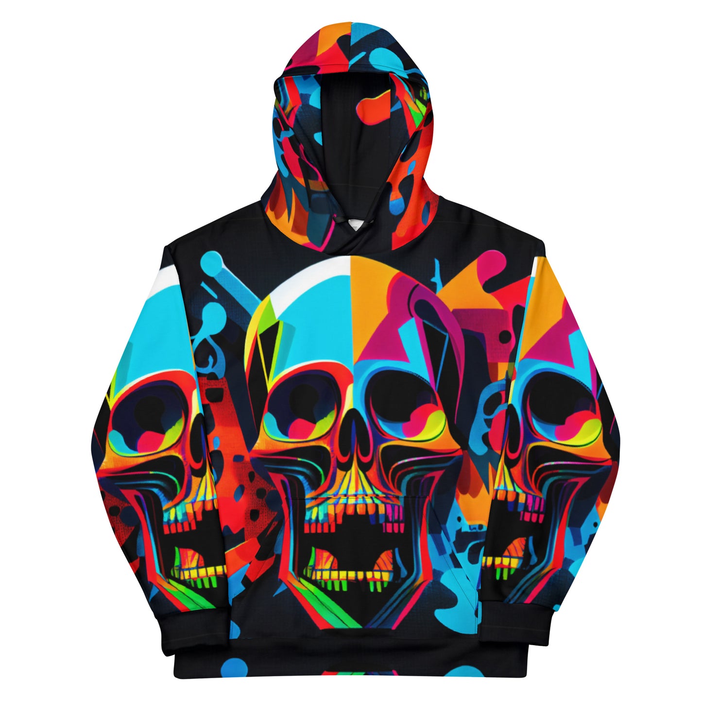 Pop Art Acid Skull 01 Unisex Hoodie Skate Wear / Street Wear / Club Wear