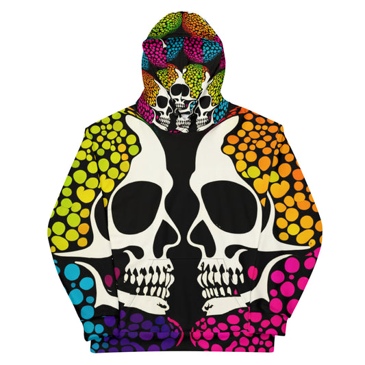 Kiss Kiss Skull Unisex Pop Art Hoodie SKate Wear / Street Wear / Club Wear / Stage Fashion