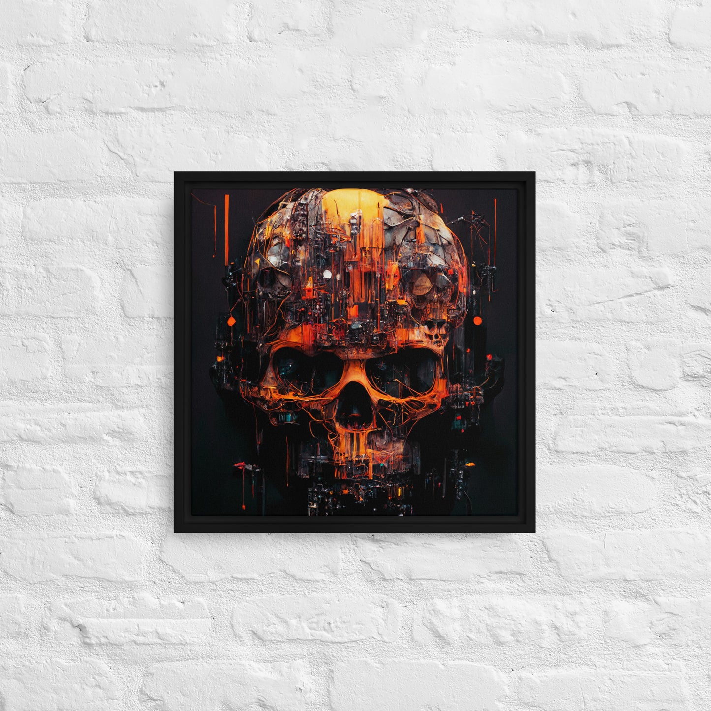 Glitch Skull 01 Framed canvas 18" x 18"