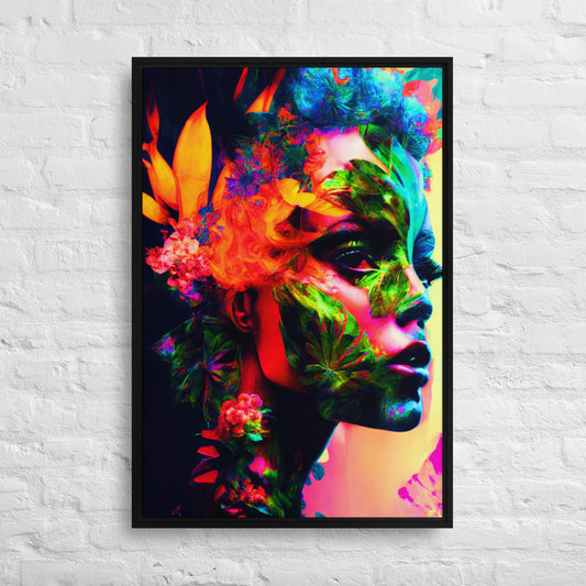 Acid Flower Power  01 Framed canvas 24" x 36"